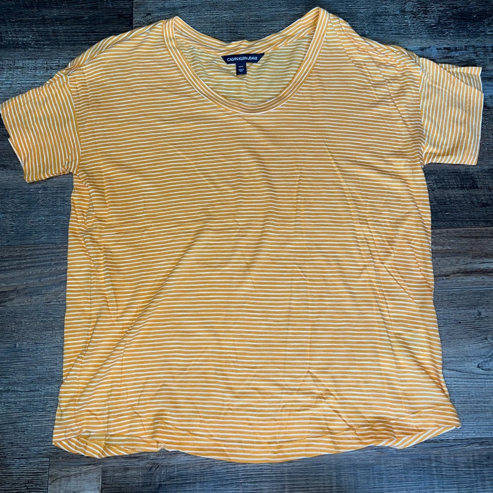 Calvin Klein Orange and White T-shirt